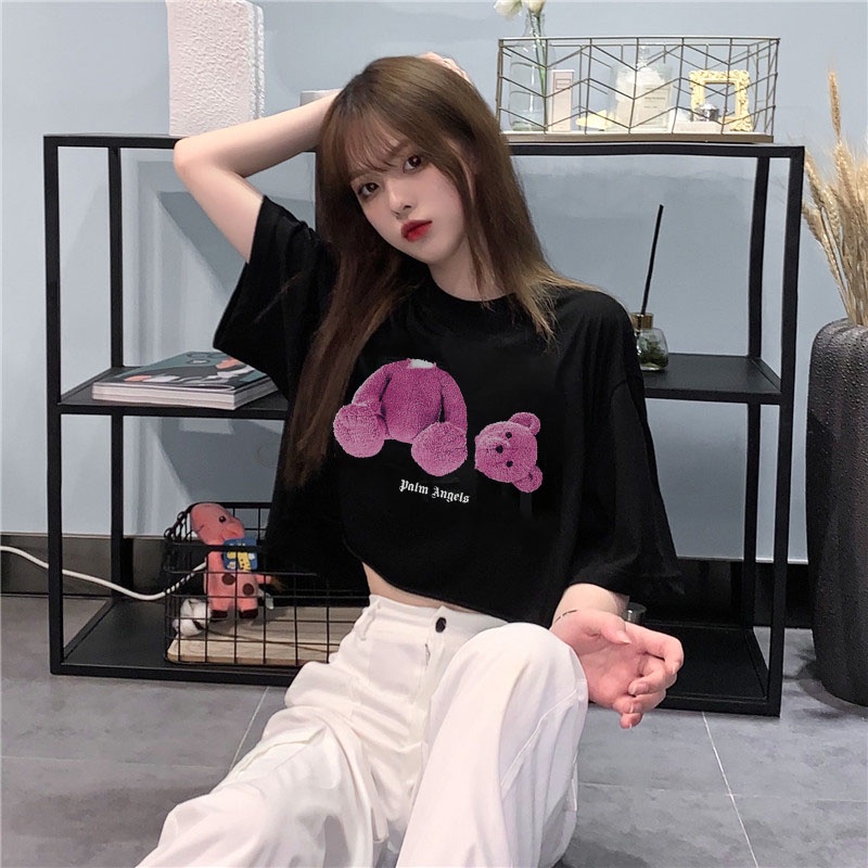 Áo Thun Crotop Form Rộng Unisex Tay Ngắn In Gấu PAIM ANGELS Ulzzang Style Hàn Quốc TTT0153