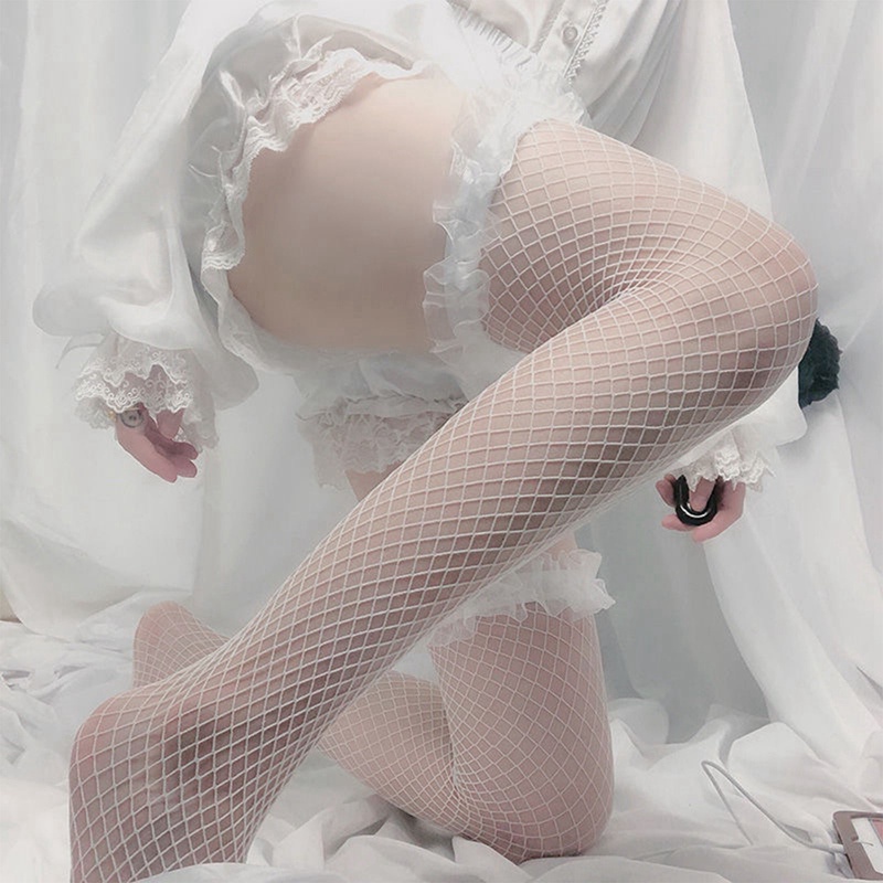 Tmdbyx Vớ dài qua gối phối lưới ren màu trắng phong cách lolita thời trang mùa hè cho nữ