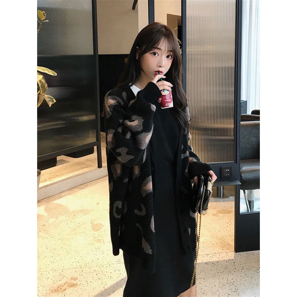 [ HÀNG ORDER ] Áo Cardigan len hoạ tiết da báo lông chìm | BigBuy360 - bigbuy360.vn