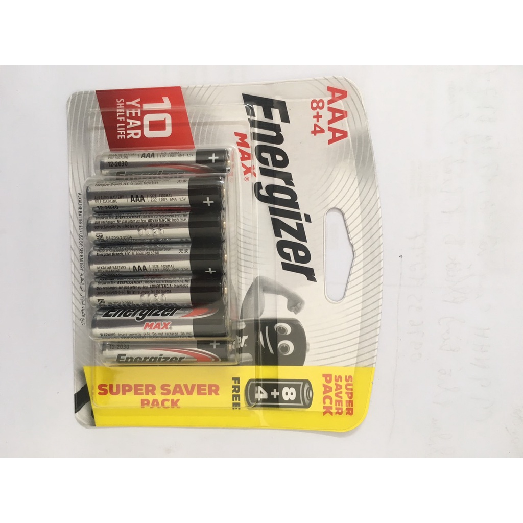 Pin AA, AAA, D, C, 9V, AAAA Energizer  1.5v Chính hãng Energizer Vỉ 12 viên