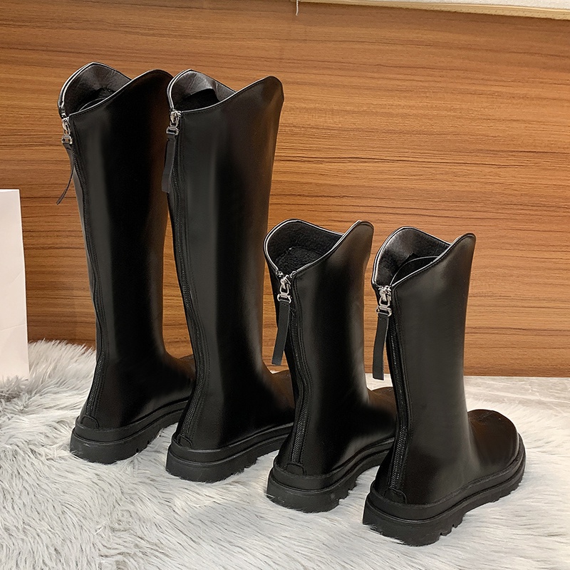 Giày Bốt Da Martin Cổ Ngắn Có Khóa Kéo Phía Sau Phong Cách Ulzzang Thời Trang Thu Đông Ấm Áp