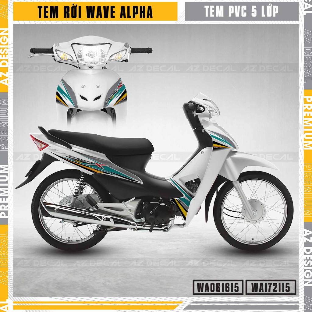 Tem Wave Alpha Chữ X Tặng Sticker Trang Trí | WA15 | Decal Rời Chống Nước, Bền Màu Wave A 2006 - 2021