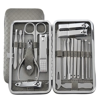 bộ dụng cụ chăm sóc móng 19 món bằng thép không gỉ - bộ bấm móng tay - bộ lấy ráy tai cao cấp