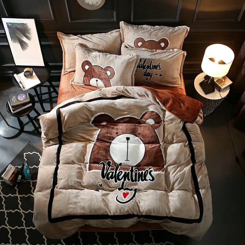 BỘ CHĂN GA GỐI NỈ NHUNG 3D kute dễ thương - mềm mịn ấm | BigBuy360 - bigbuy360.vn