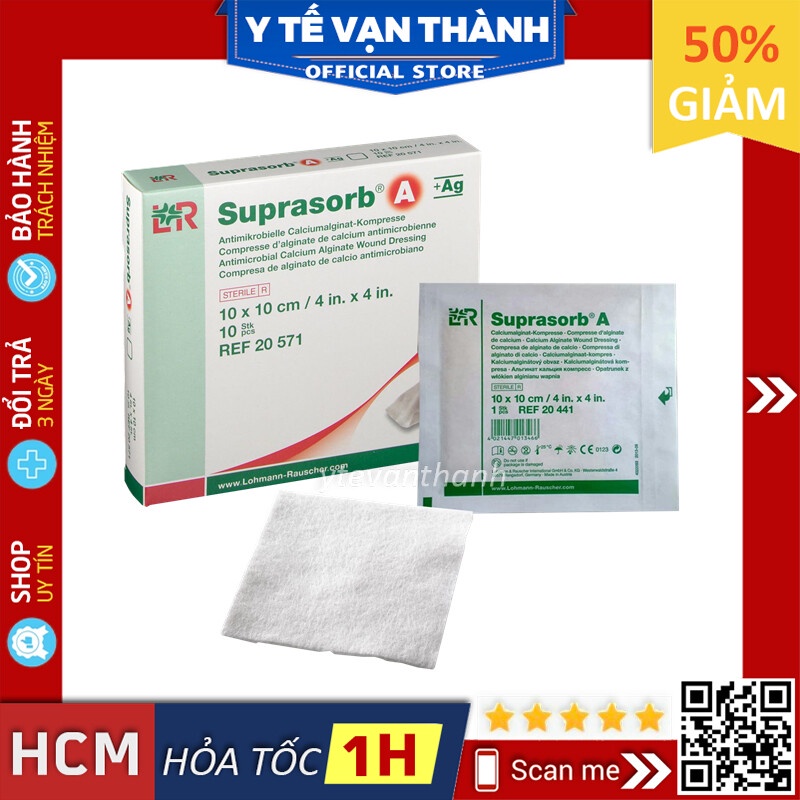 ✅ Gạc Kháng Khuẩn Hút Dịch Tạo Gel Tiệt Trùng- Suprasorb A +Ag -VT0693