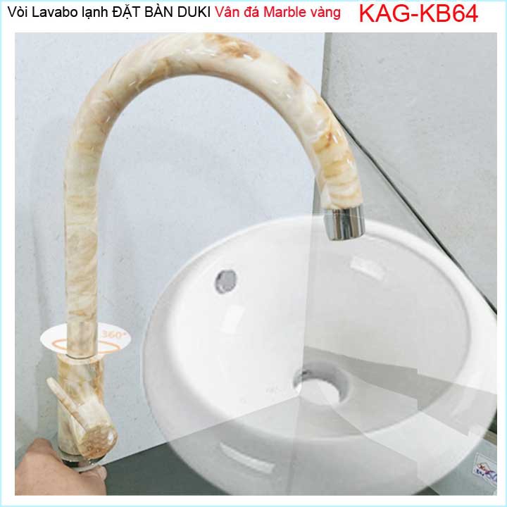 Vòi chậu rửa vân đá marble Duki KAG-KB64, vòi lạnh marble thủ công cao cấp cao
