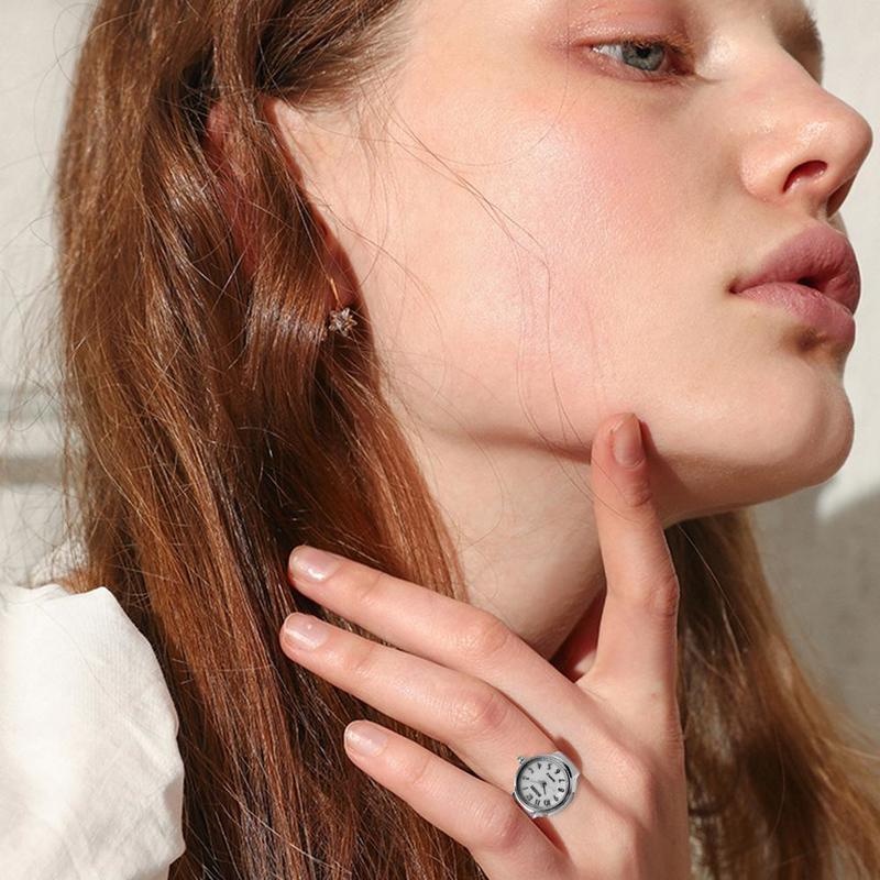 Nhẫn Đồng Hồ Thạch Anh Tròn Mini Sáng Tạo Kiểu Cổ Điển Thời Trang Cho Cặp Đôi