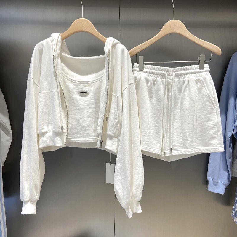 Bộ Đồ Thể Thao Áo Khoác + Quần Short + Thắt Lưng Phong Cách Hàn Quốc Hàng Mới Dành Cho Bạn Nữ Mặc Mùa Xuân Thu 2021