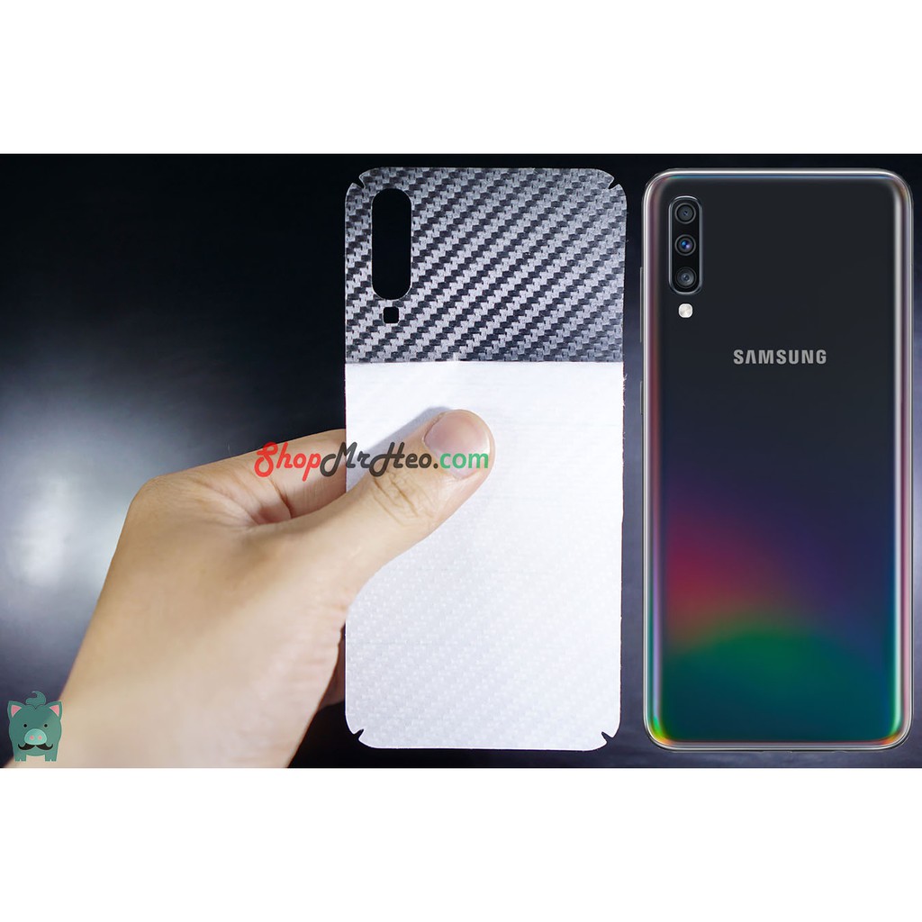 Skin Dán Mặt Sau Lưng Vân 3D Samsung Galaxy A70 - A90 5G - Carbon, Nhám, Hộp, Vân Da