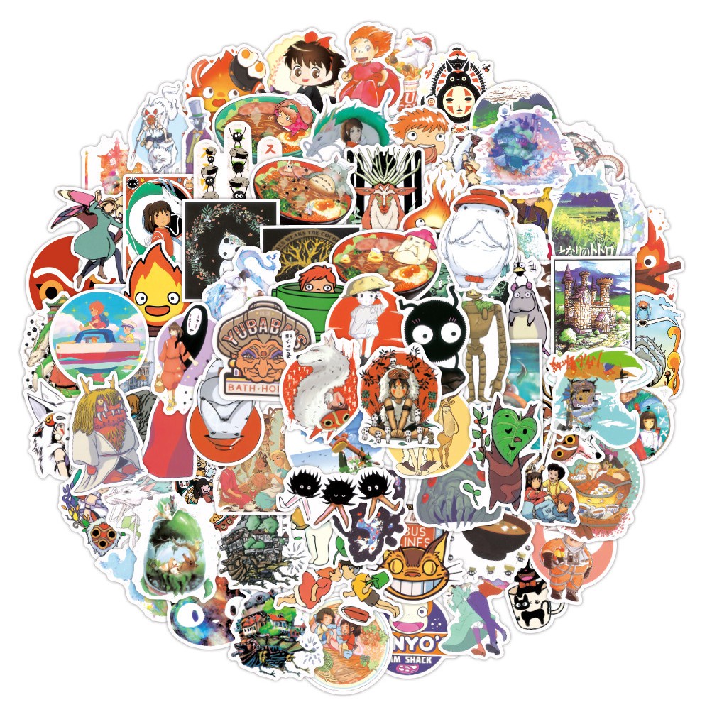 Set 100/ 50/ 25/ 10 sticker in hình Totoro Spirited Away xinh xắn