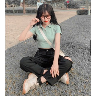ÁO CROPTOP TRẮNG CỔ BẺ, ÁO CROTOP RỘNG TÔN DÁNG NĂNG ĐỘNG TRẺ TRUNG KIỂU HÀN QUỐC GIÁ RẺ DỄ PHỐI ĐỒ