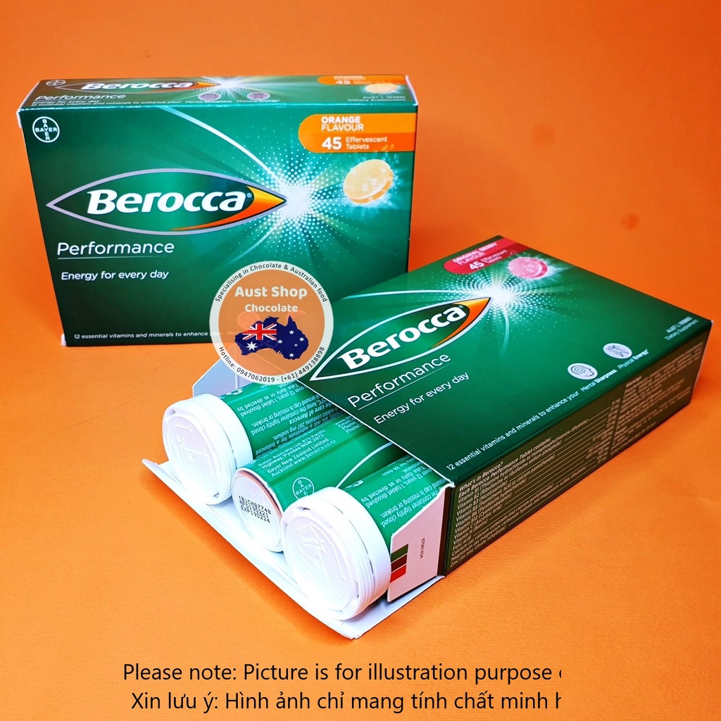 Viên Sủi Berocca HÀNG ÚC hộp 45v - OZ - Aust Shop Chocolate