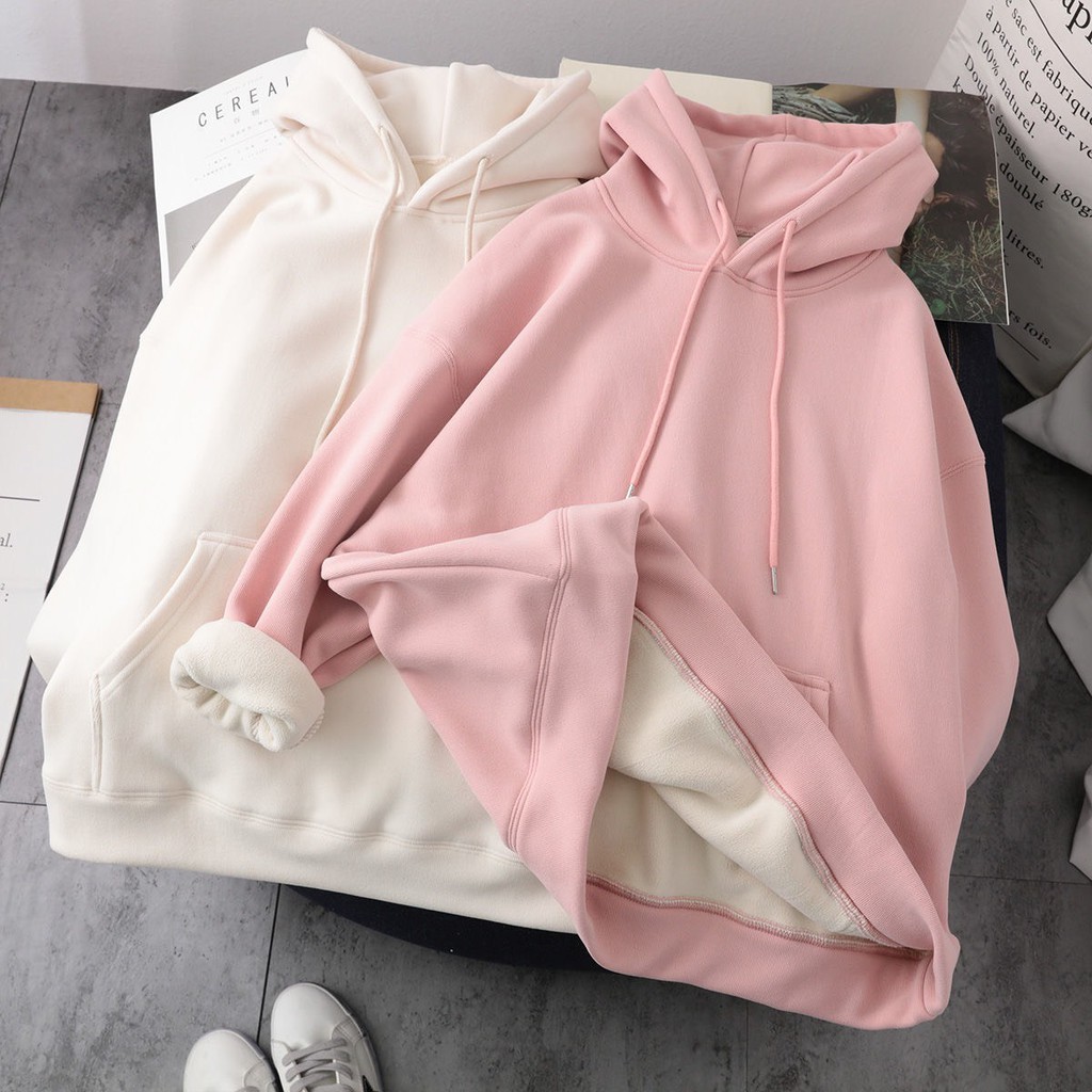 Áo hoodie nữ len tăm cận chất dày dặn lót lông | BigBuy360 - bigbuy360.vn