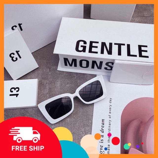 [Mã FAGOGO giảm 12% đơn 99K] Kính mát vuông trắng thời trang nữ, có thể thay mắt kính râm cho người cận