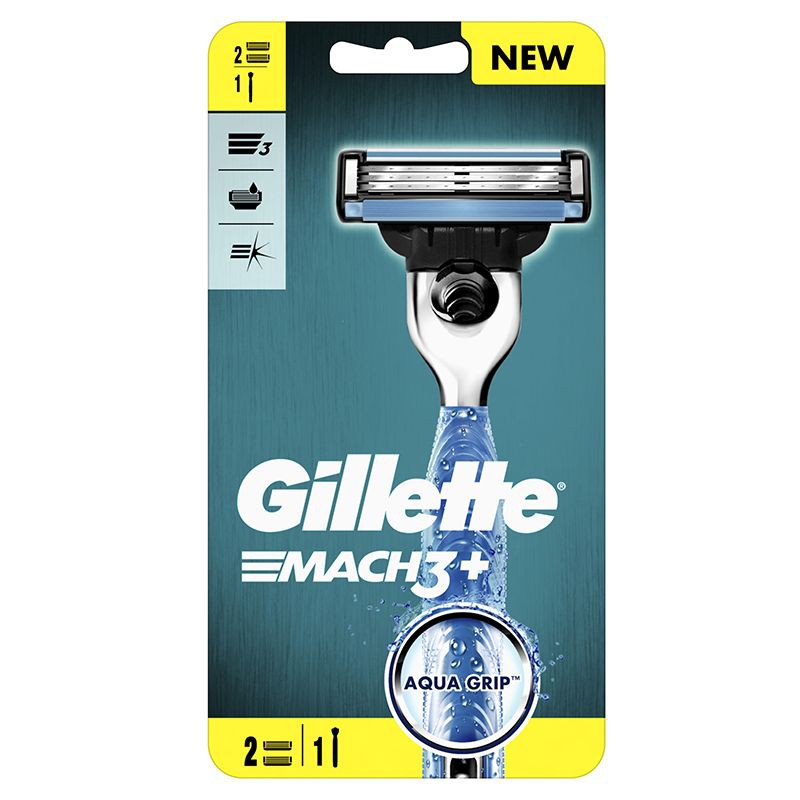 Dao Cạo Râu 3 Lưỡi Gillette Mach 3 Aqua Grip ( 1 cán + 2 lưỡi thay thế)