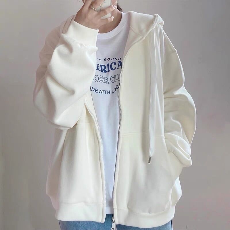 ÁO KHOÁC NỈ HOODIE ZIPPER DÂY KÉO TRƠN NÓN 2 LỚP DÀY DẶN UNISEX