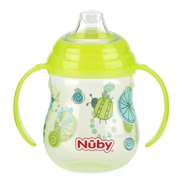Bình uống nước chính hãng Nuby ống hút 360 độ, có tay cầm - mỏ vịt 270ml - Herbaby