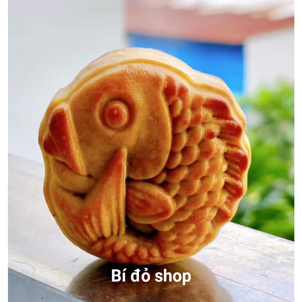 Khuôn trung thu lò xo CÁ MÔI DÀY 75g  1 mặt 1 nhấn
