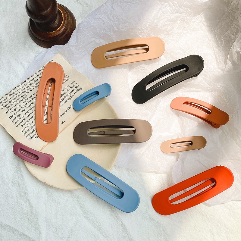 Kẹp tóc màu trơn kiểu dáng đơn giản phong cách Hàn Quốc cho nữ