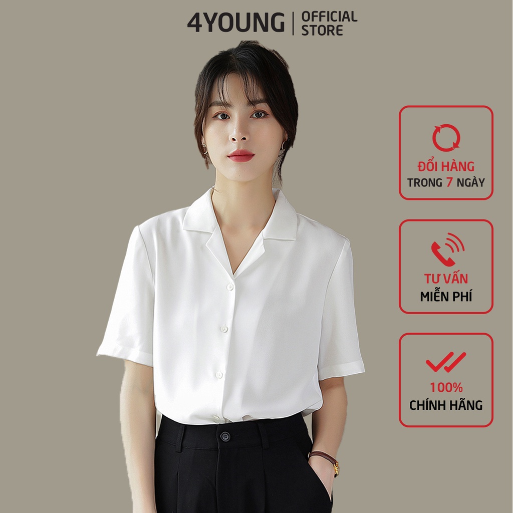 ✢❀✹Áo sơ mi nữ tay ngắn đẹp form rộng cổ vest kiểu công sở Hàn Quốc khoác ngoài giấu quần SMLV51