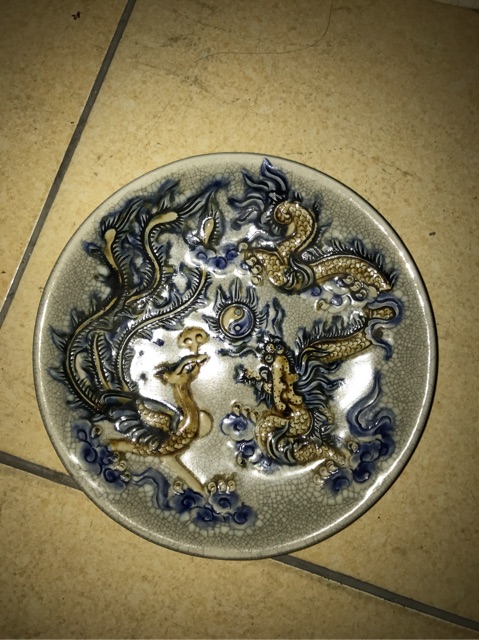 Mâm bồng men rạn Bát Tràng đường kính 24cm