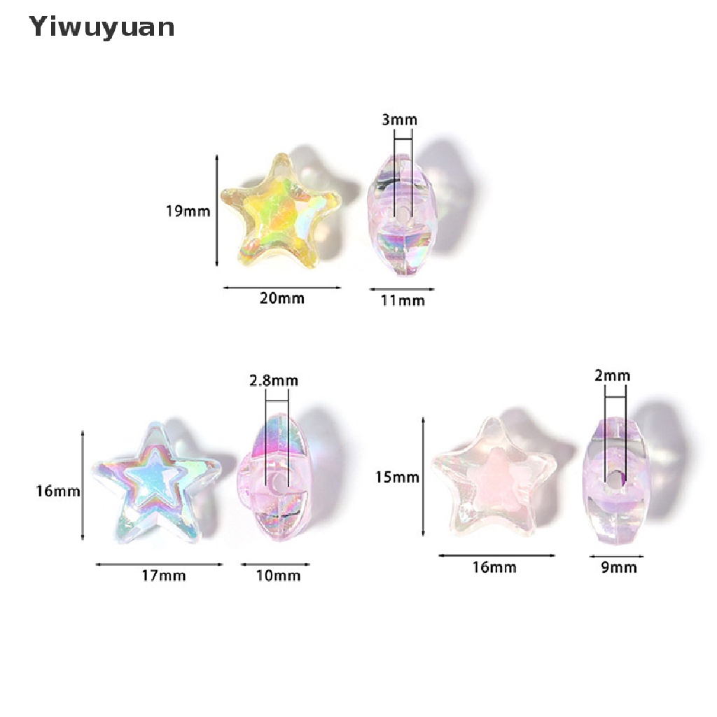 &lt; Yiwuyuan &gt; Set 100 Hạt Xỏ Vòng Tay / Vòng cổ Bằng Acrylic Màu Sắc Kẹo Ngọt Hình Ngôi Sao