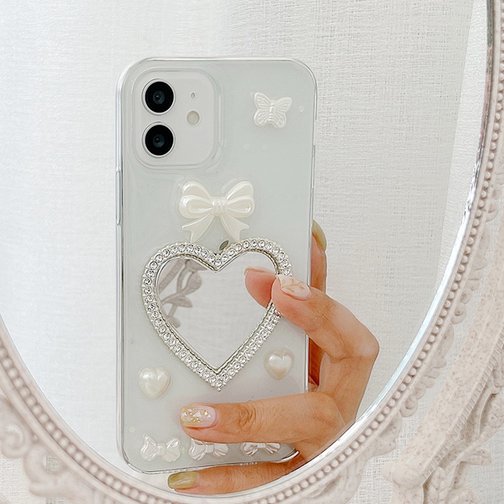 Ốp Điện Thoại Tpu Mềm Trong Suốt Chống Sốc Có Gương Trang Điểm Cho iPhone 14 Pro Max 11 12 13 Pro Max Xs XR 8 7 Plus
