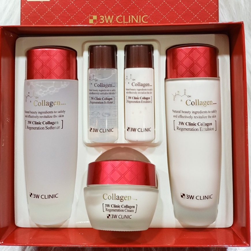 Bộ Skincare trắng da săn chắc chống lão hóa 3W CLINIC Hàn Quốc chiết xuất từ Collagen giúp trắng sáng & mờ nám Full Size