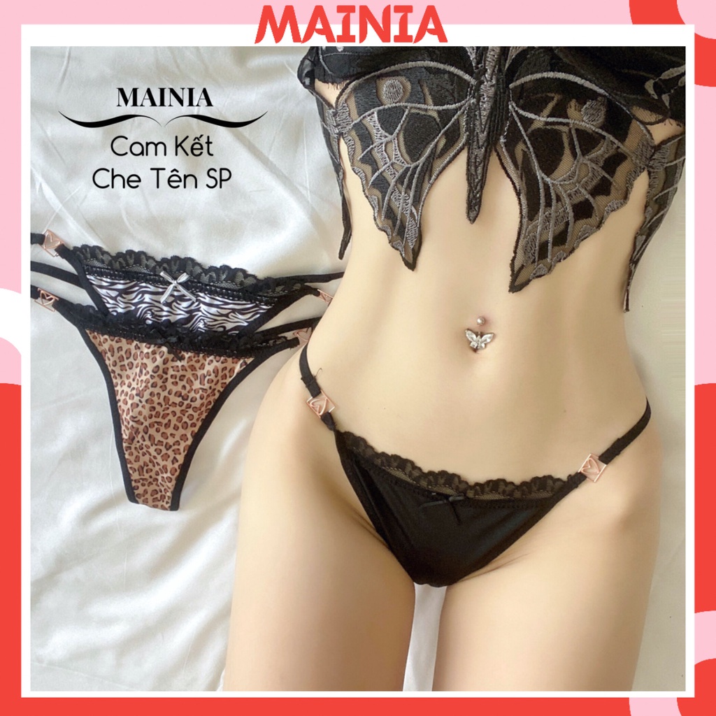 Quần Lót Nữ Lọt Khe Dây Hông Phối Khoen Tim Hoạ Tiết Beo Vằn Chíp Nữ Sexy Gợi Cảm Mainia Shop