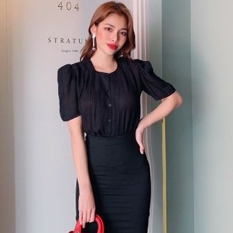Áo xô gân cổ tròn công sở thanh lịch (có ảnh thật)