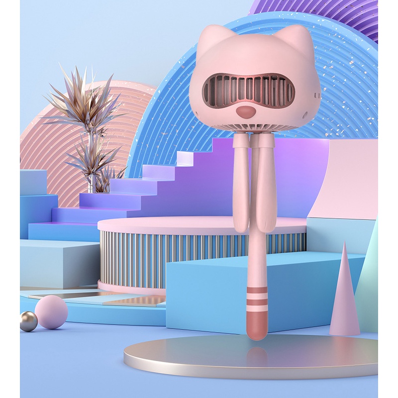 Quạt USB Mini 4000mAh 10 Tiếng Gió Mạnh Hình Bạch Tuộc Và Mèo Có Thể Sạc Lại Cho Xe Đẩy Em Bé