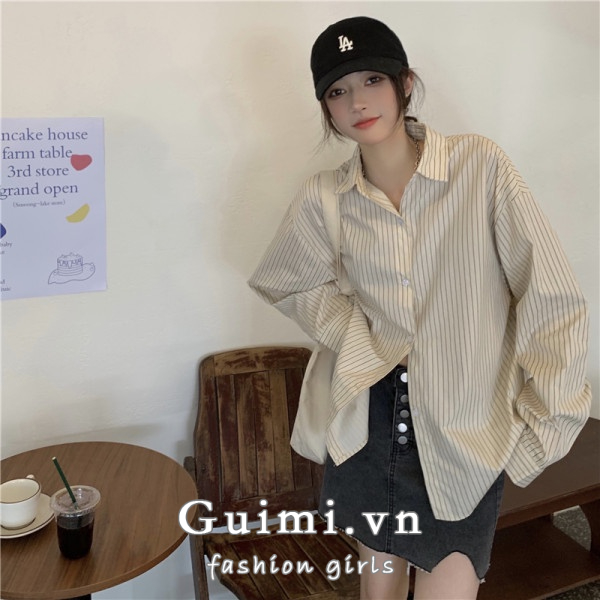 NZN Áo Sơ Mi Dài Tay Họa Tiết Kẻ Sọc Thời Trang Xuân Thu Mới Cho Nữ