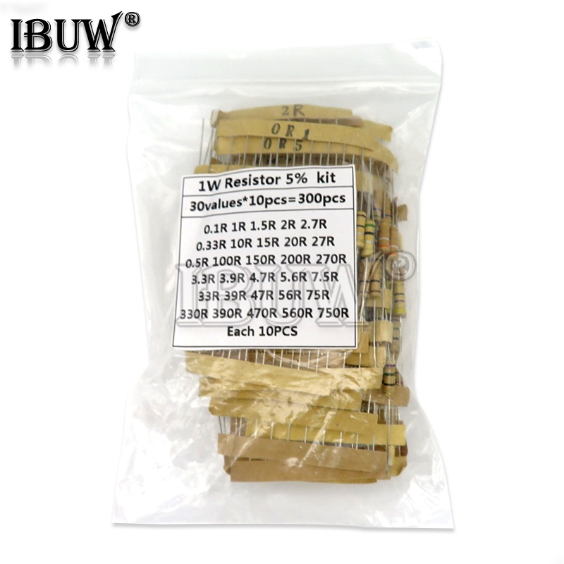 Set 300 Điện Trở 1W 5% 30 Giá Trị X 10 Miếng 0.1-750 ohm Chuyên Dụng