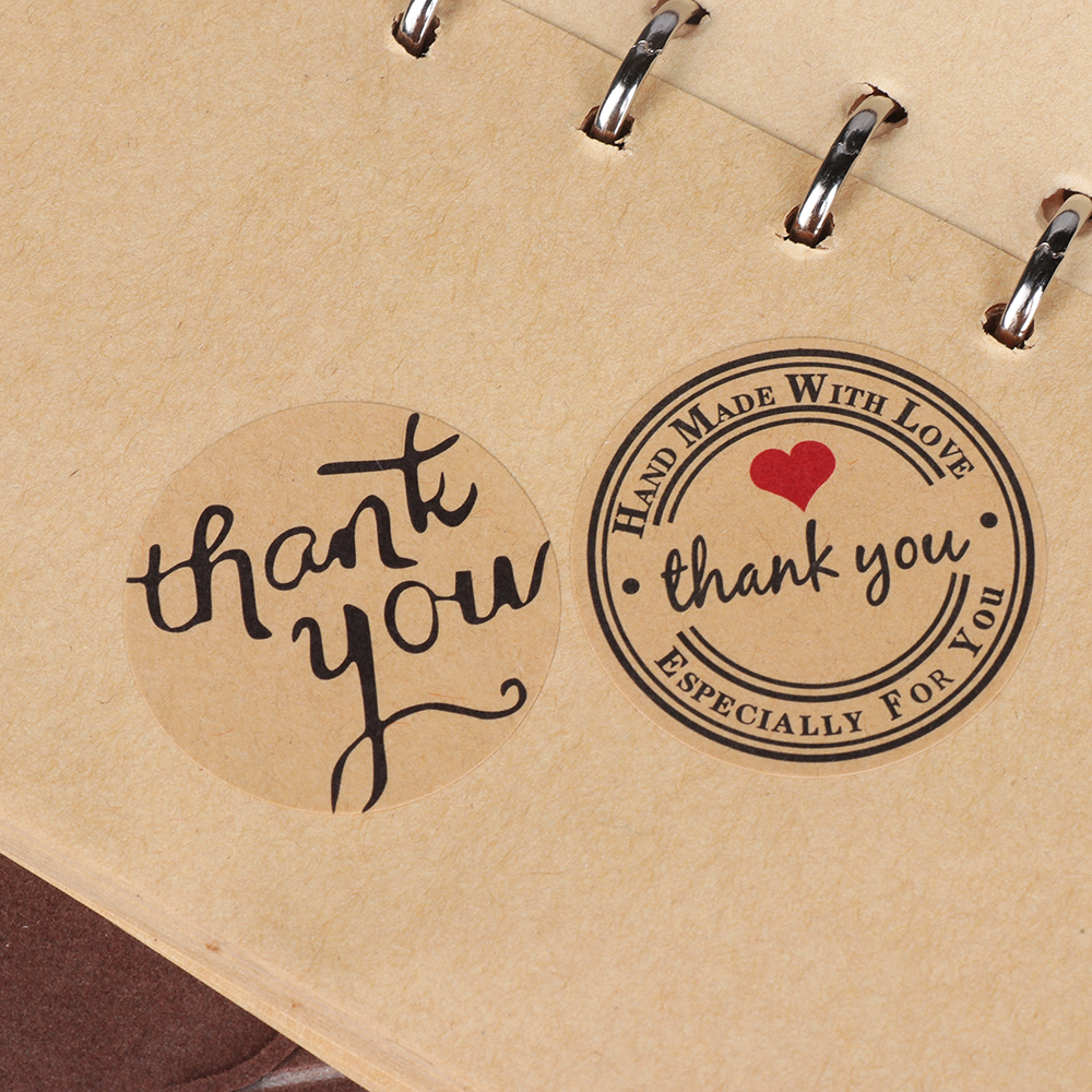 Set 12 Nhãn Dán Trang Trí Quà Tặng In Chữ &quot;Thank You&quot; 3.5cm