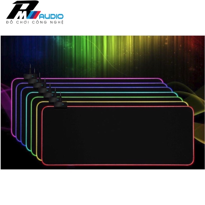 Lót chuột LED RGB và không LED full đen kích thước 80x30,90x40, pad chuột cỡ lớn dày 4mm full box siêu ngầu-BMVAUDIO