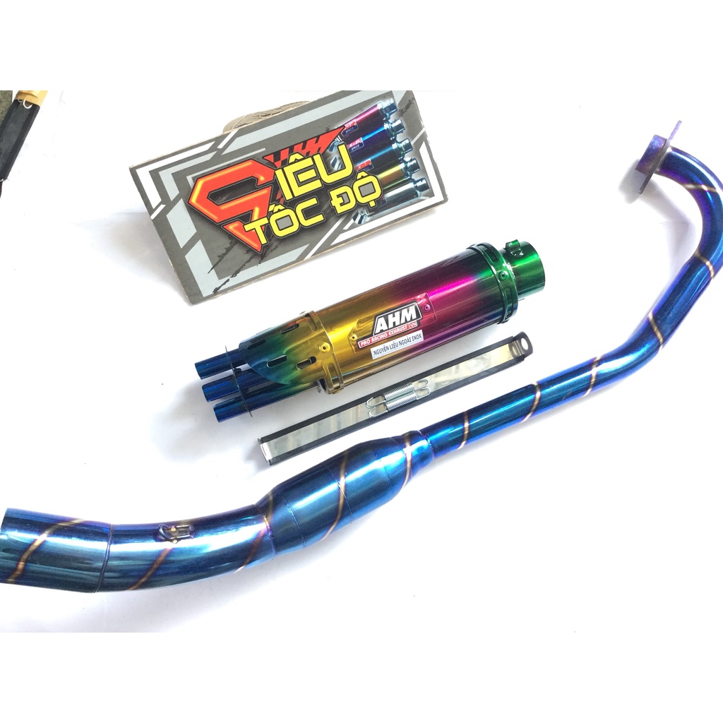 Bộ pô 6 NÒNG full cổ bầu hơi titan exciter, winer, sonic, raider fi, satria, gsx,...