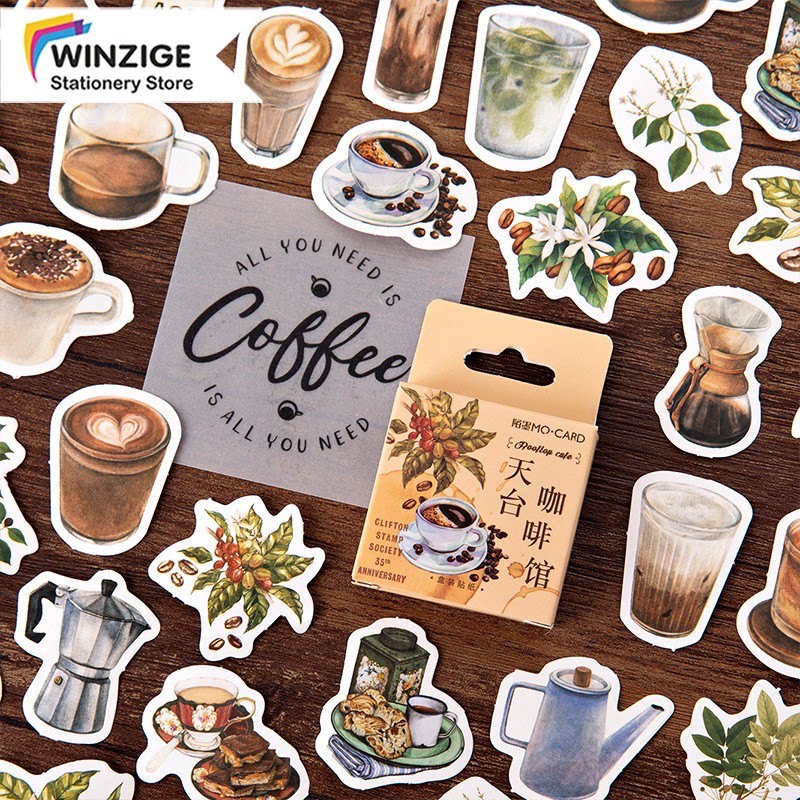 [STICKER 1K] SET 50 STICKER CAFE CỔ ĐIỂN SIÊU CHẤT DÁN TRANG TRÍ ĐT LAPTOP VALI TƯỜNG TỦ KỆ MŨ BẢO HIỂM XE MÁY NOTEBOOK