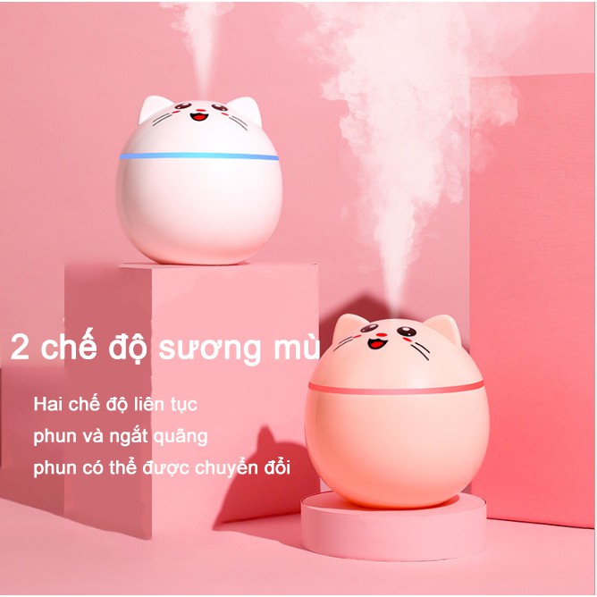 【12.12 Promotion】Máy phun sương tạo độ ẩm không khí cổng USB hình mèo mini dễ thương máy xông tinh dầu