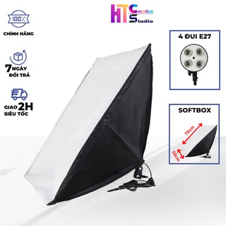 Softbox rời 50x70cm 4 đui E27 phổ thông, công tắc bật tắt 2 bóng 1 lần, chuyên nghiệp cho phòng livestream, phòng studio