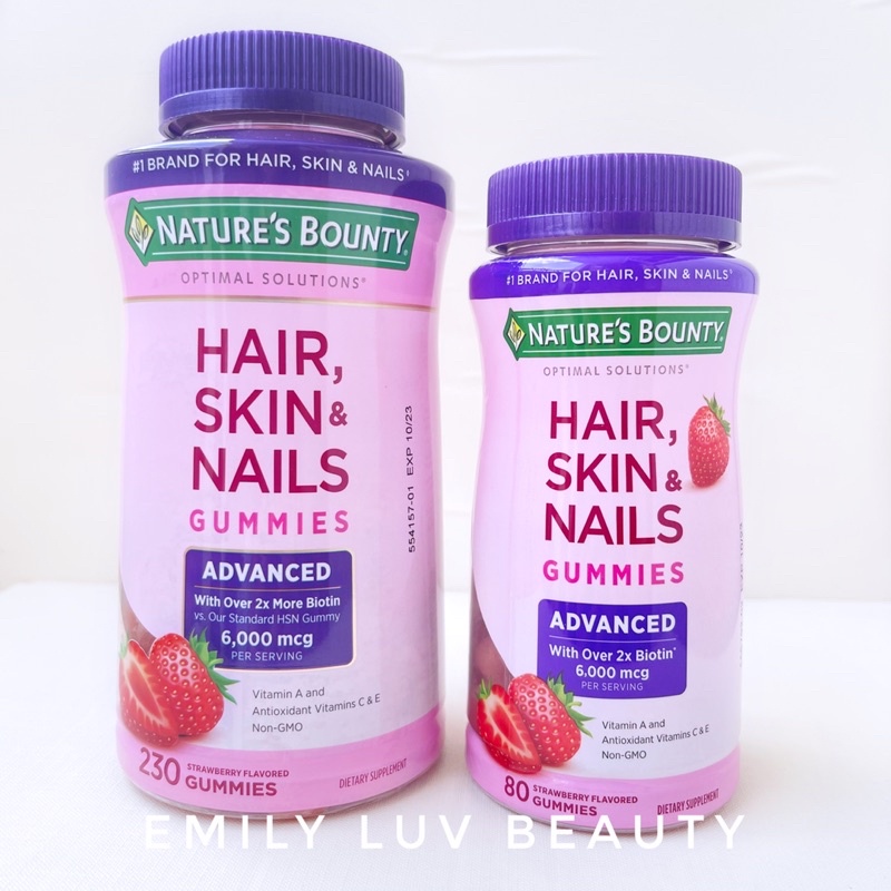 [x2 BIOTIN] Kẹo dẻo giảm rụng tóc Nature’s Bounty Hair Skin Nails