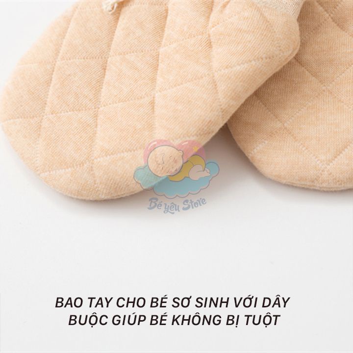 Bao tay chân cho bé sơ sinh chất liệu 100% Cotton mềm mại, an toàn cho bé (Vớ tay chân cho bé sơ sinh)