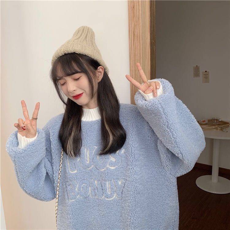 Áo Sweater Dáng Rộng Dài Vừa Phải In Chữ Thoải Mái Phong Cách Ngọt Ngào Dễ Thương Cho Nữ