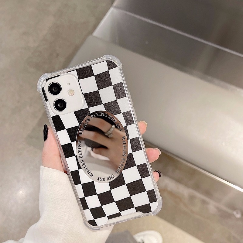 Ốp điện thoại tráng gương họa tiết kẻ caro cho iPhone13 ProMax 11 12 Mini XS I8 I7Plus | BigBuy360 - bigbuy360.vn