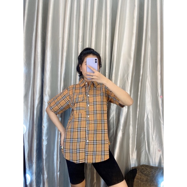 Áo sơ mi from rộng nắp túi hộp siêu xinh nhà e _ Ảnh chụp thật 100%