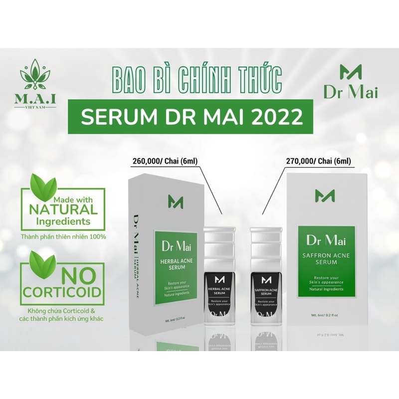 Combo 2 Nguyên Chất DR MAI, Serum Dr Mai hỗ trợ giảm mụn đẹp da,phù hợp cho da dầu mụn, nhạy cảm