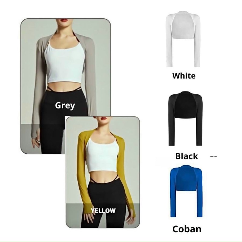 Áo khoác croptop mỏng nữ hở ngực tay dài tập gym, thể thao, yoga