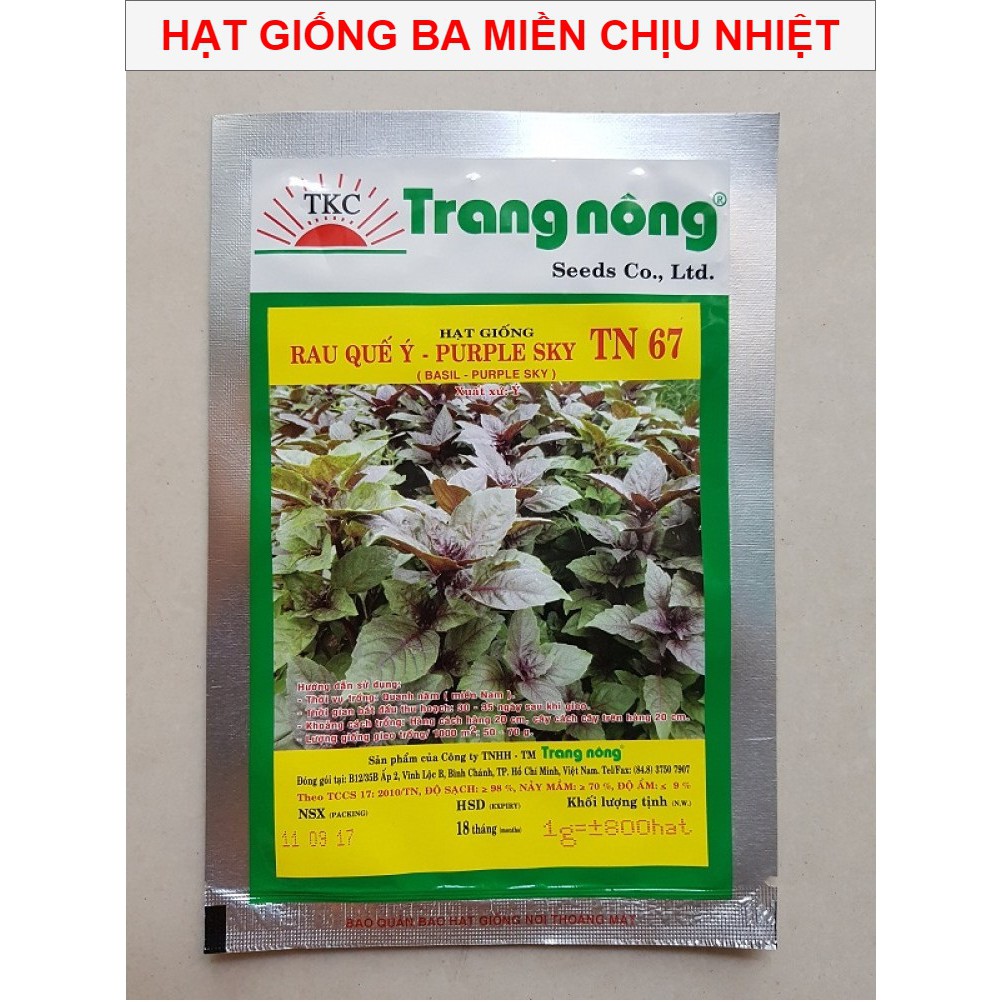 Hạt Giống Rau Quế Ý Lá Tím Trang Nông 1gram