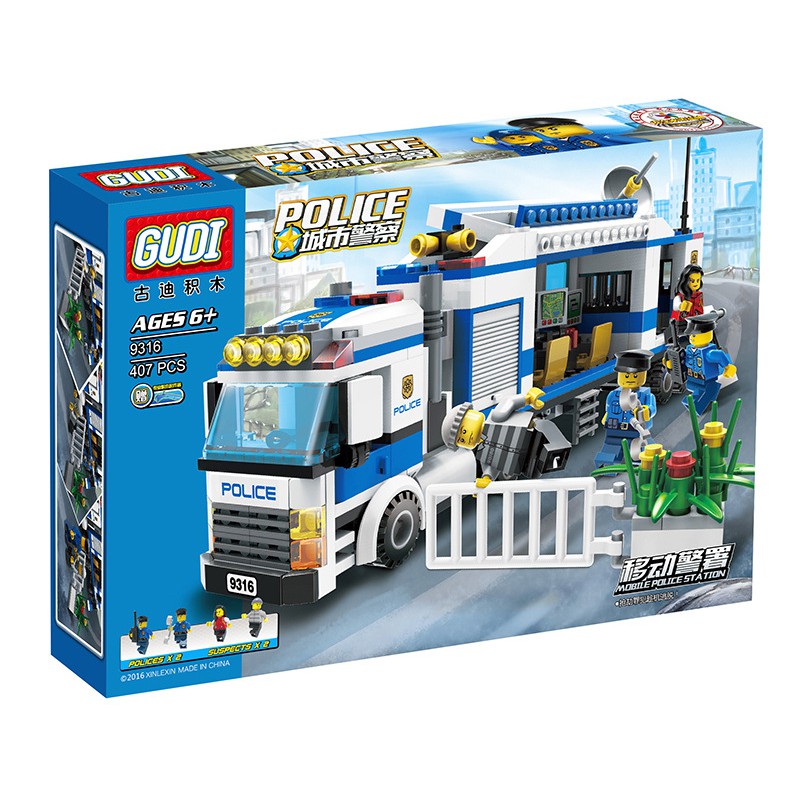 Đồ chơi lắp ráp Xe cảnh sát bắt trộm - GUDI 9316 Lego Police City - 406 mảnh ghép