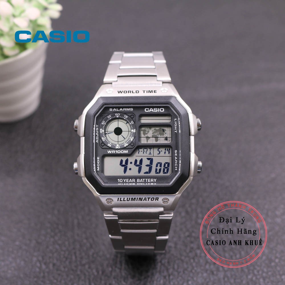 Đồng hồ Nam Casio WorldTime AE-1200WHD-1AVDF dây kim loại