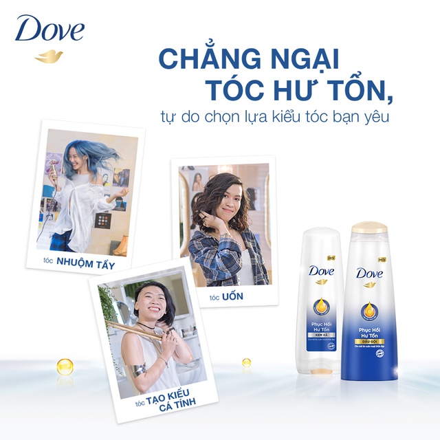 Dầu Gội giúp phục hồi hư tổn Dove Ngăn Gãy Rụng Tóc, Dưỡng Tóc Bồng Bềnh chắc khỏe 640g